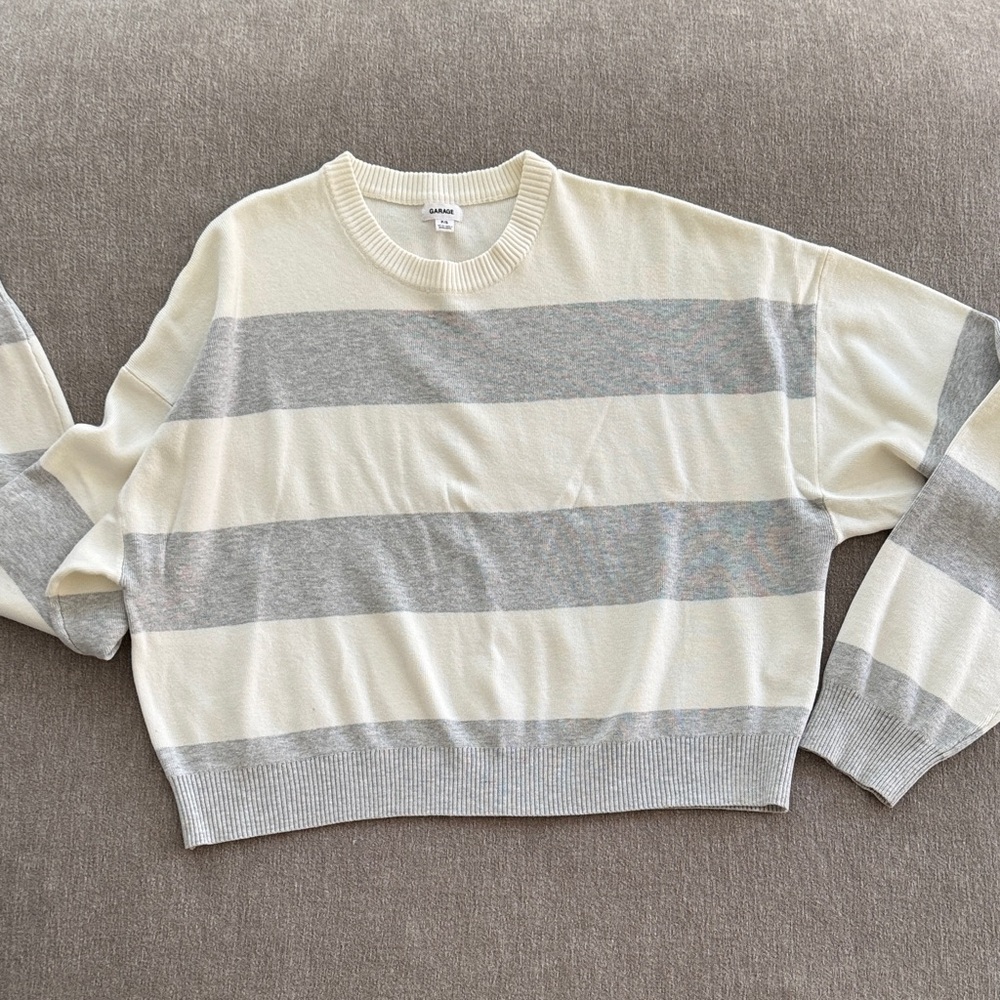 Garage Cream and Gray Knit Top